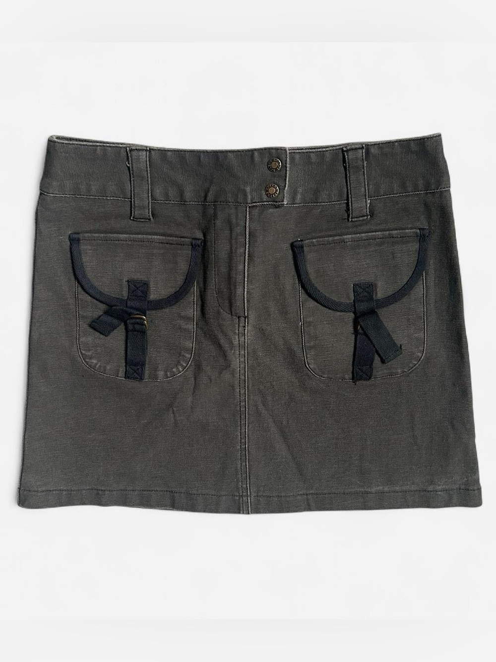 y2k army green canvas cargo mini skirt